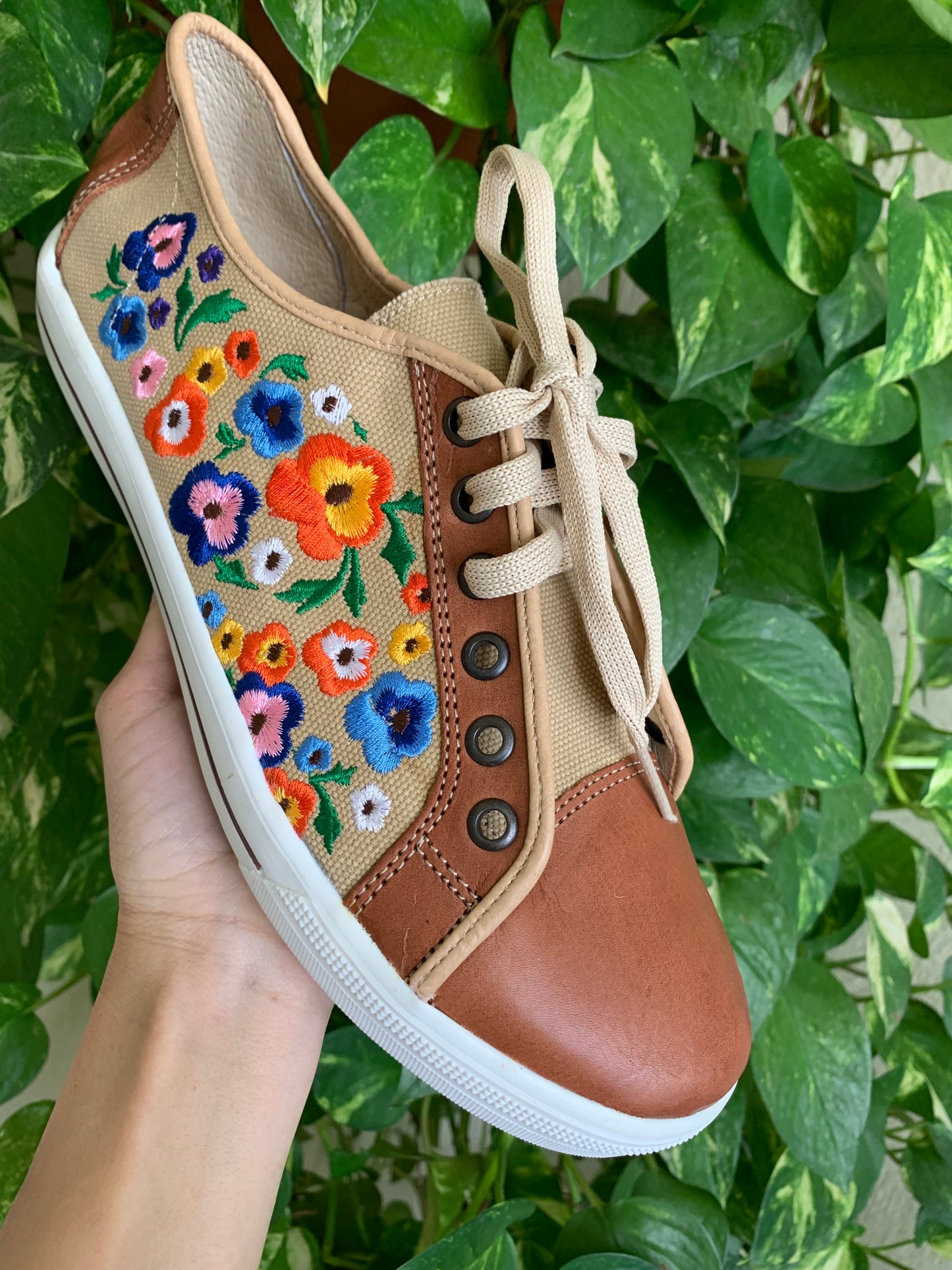 Embroidered Flower Sneakers