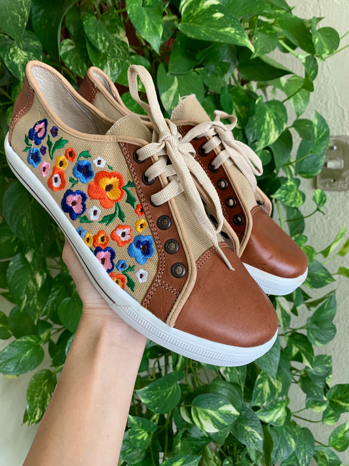 Embroidered Flower Sneakers