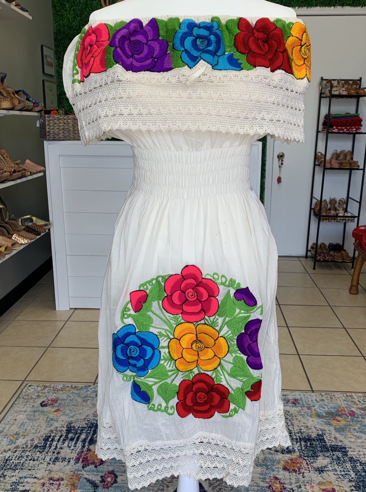 Embroidered Off Shoulder Dress