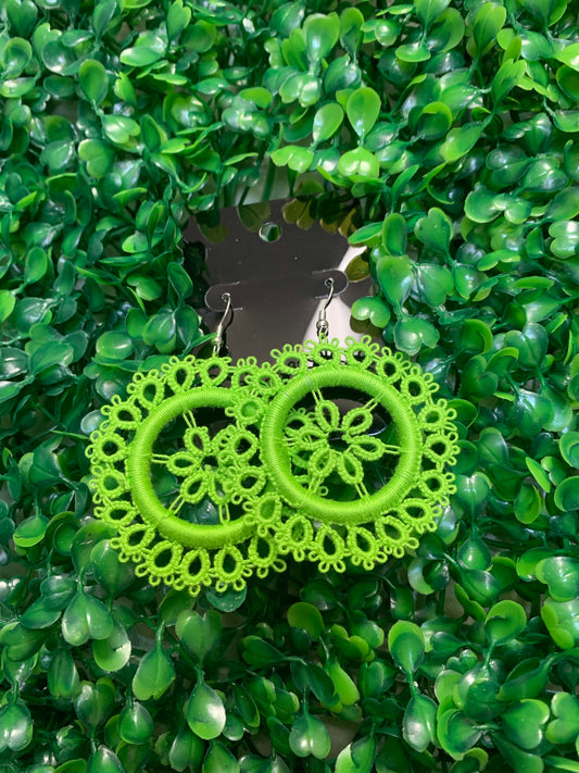 Lime Green Crochet Earrings
